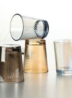 ROUPA罗派钢化彩色蜂巢高硼硅耐热玻璃水杯茶杯果汁洋酒杯漱口杯