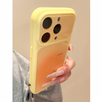 橘黄渐变适用苹果17ProMax手机壳iPhone16Pro橘子海15Plus大视窗14秒变壳13全包12防摔11软壳air多巴胺夏日套