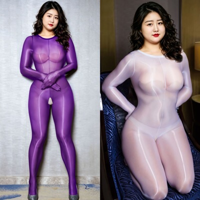 加大码内衣女油光极光马油油亮丝滑丝袜性感透明紧身连体衣