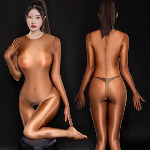 性感光泽分指连体衣超薄拉链一体开裆超清爽滑塑身衣连体泳衣