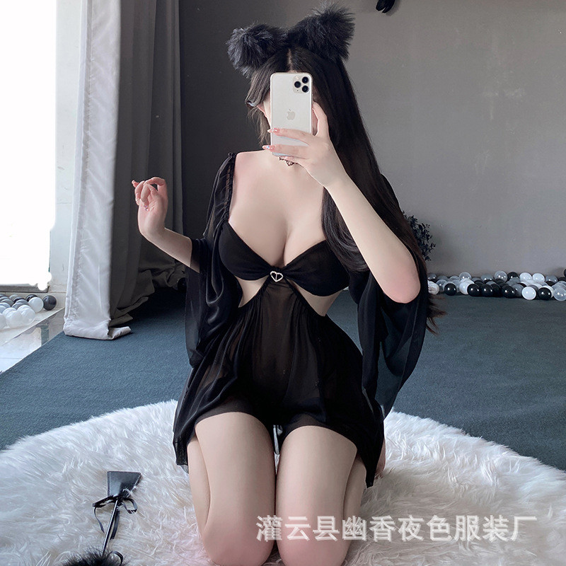 性感冰丝睡衣韩版薄款睡袍可爱趣制服家居服睡裙
