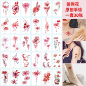 小清新纹身贴防水女持彼岸花ins风性感锁骨1年可爱文身贴纸