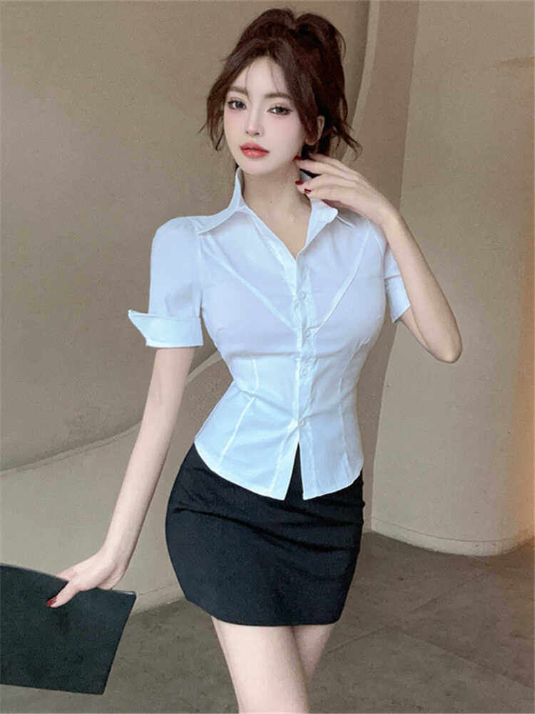 白衬衫上衣ol通勤女装包裙秘书制服纯欲前台工作装气质职业套装女