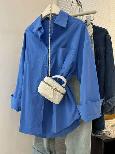 Синяя осенняя рубашка