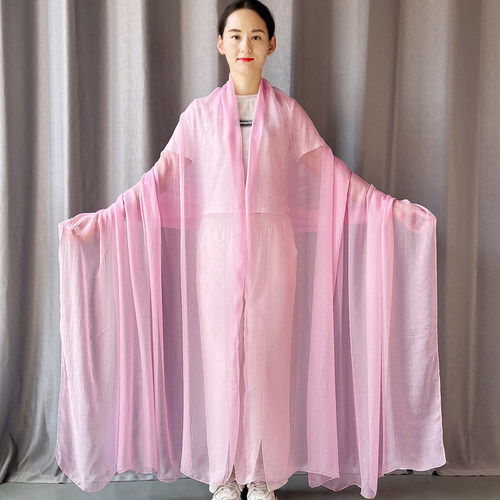 3米桃粉色丝巾百搭古装披肩白紫色加长款汉服女襦裙配饰披帛飘带