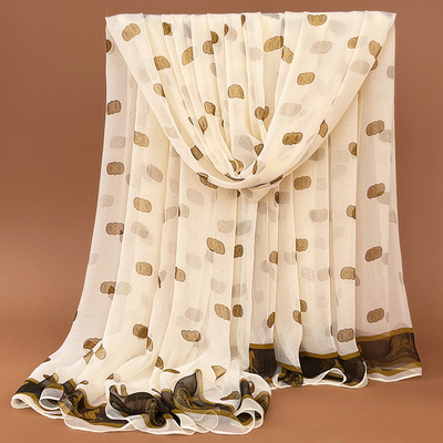 鳄鱼皱纱巾洋气长款高档围巾百搭时尚丝巾女士保暖披肩防晒沙滩巾