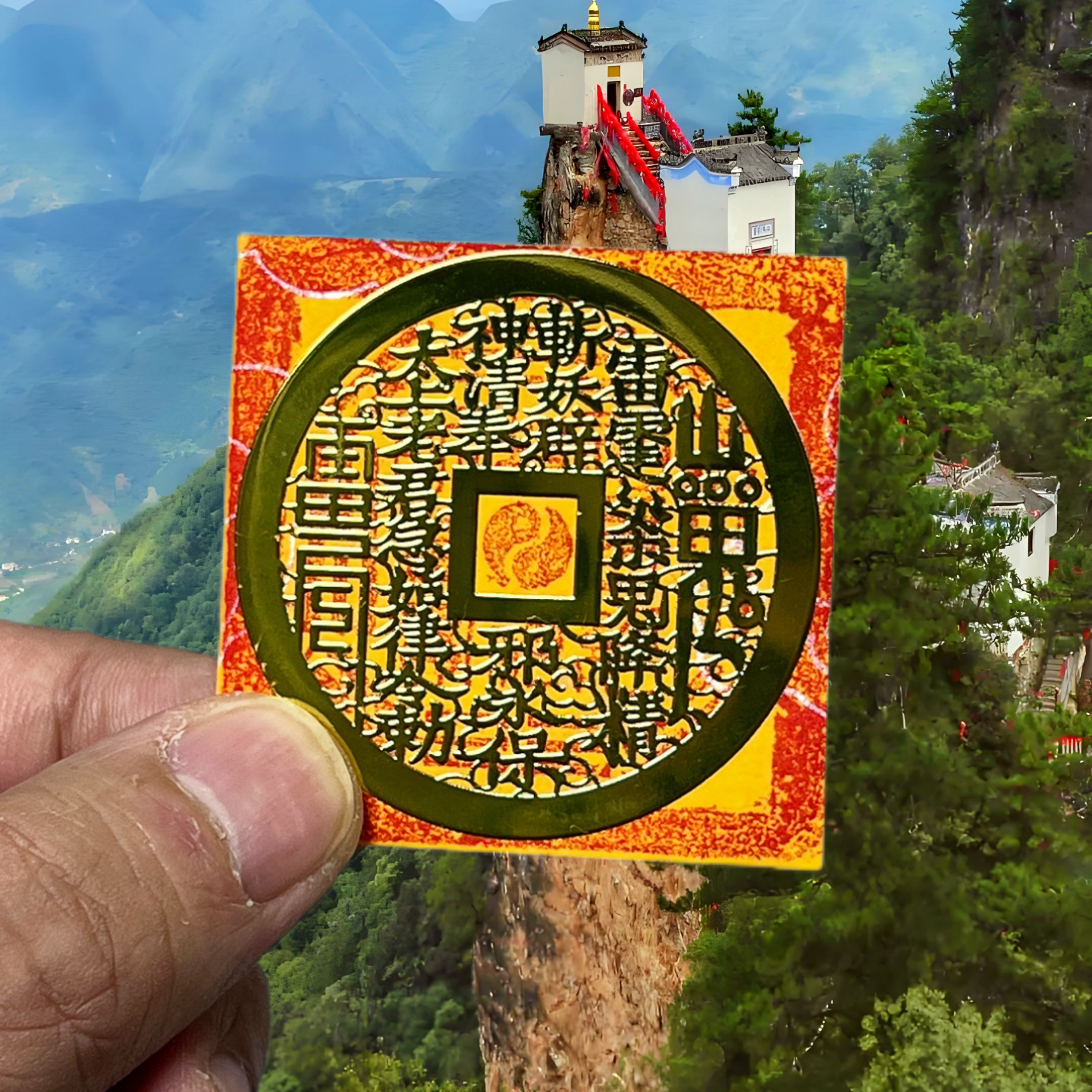 山鬼真品花钱驱小去霉防人借沾好运护平身安神器朱砂手机贴卡纸片