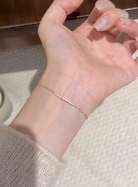 S925银镀18K金排钻手链轻奢百搭