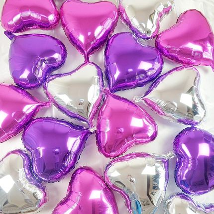 18寸铝膜心形氦气球珠光糖果色爱心铝箔求婚礼布置车展飘空装饰
