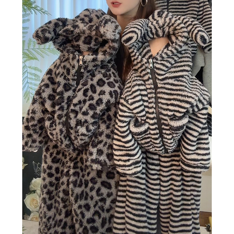 女童冬季加厚保暖家居服套装