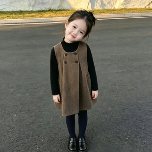 女童冬季两件套2026新款小女孩甜美背心裙针织打底衫休闲时尚套装