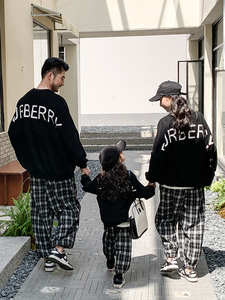 特别的亲子装一家三口秋装纯棉全家装上衣休闲母子母女装卫衣秋款