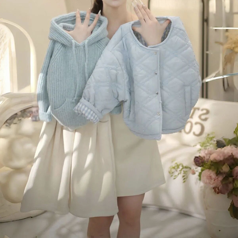 女童棉衣三件套2024秋冬季新款小女孩棉服外套加厚针织毛衣加绒裤