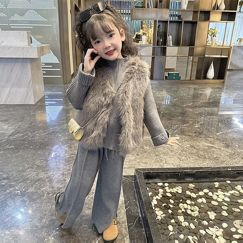 女童秋冬加厚套装2025新款三件套