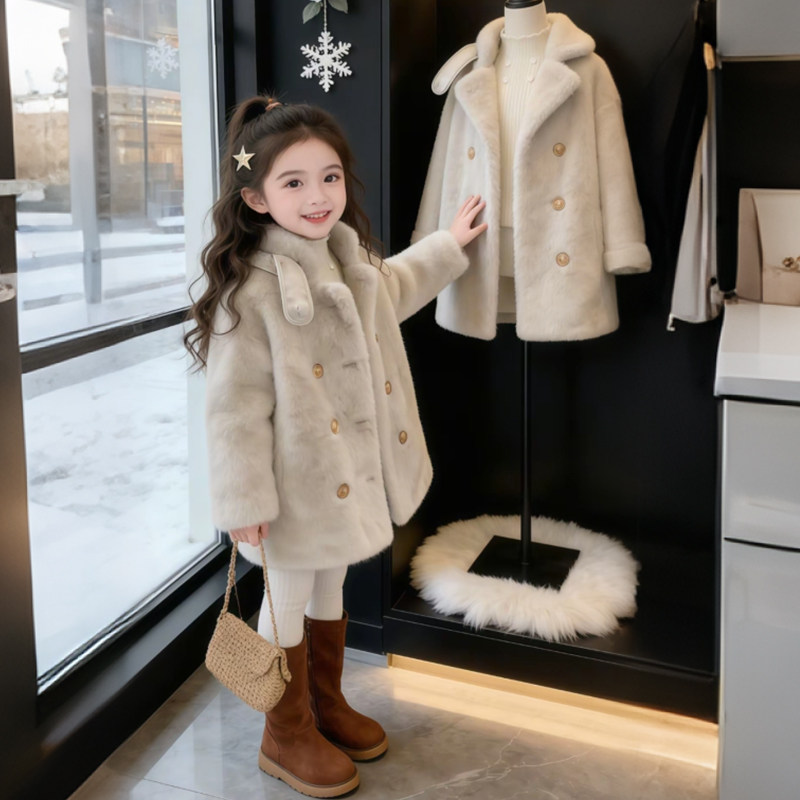 女童加厚保暖仿皮草外套2026新款女孩中长款立领冬季甜美百搭大衣,童装/婴儿装/亲子装,皮草/仿皮草,淘宝优惠券,粉丝福利购,淘宝优惠卷