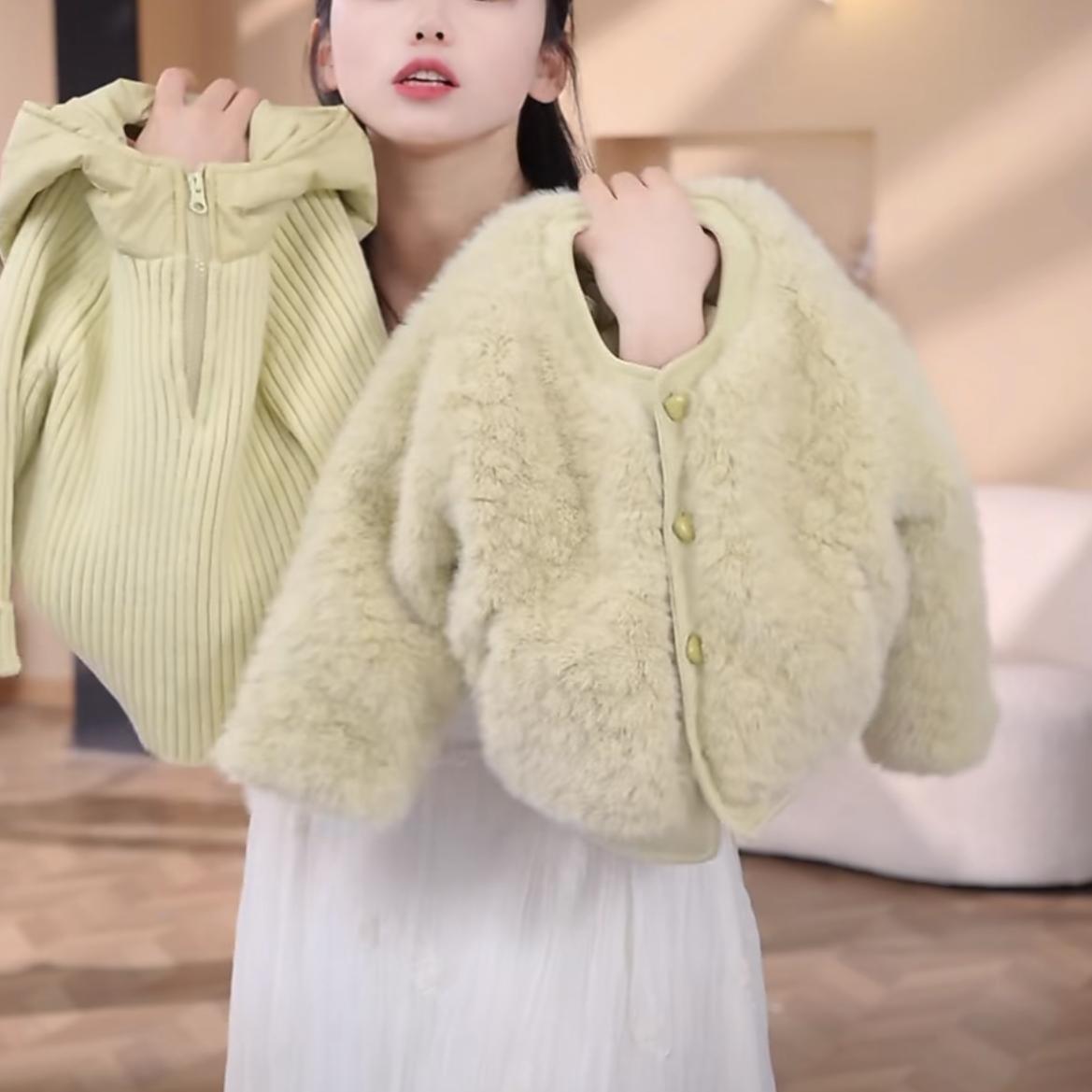 加绒2024新款时髦羊羔毛外套秋冬