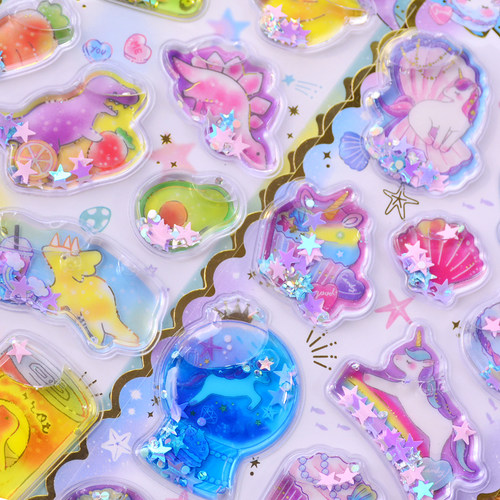 闪乐闪亮流沙摇摇水3D贴纸