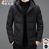 白鸭绒加厚保暖中青年短款 冬季 连帽外套 2025新款 啄木鸟羽绒服男士