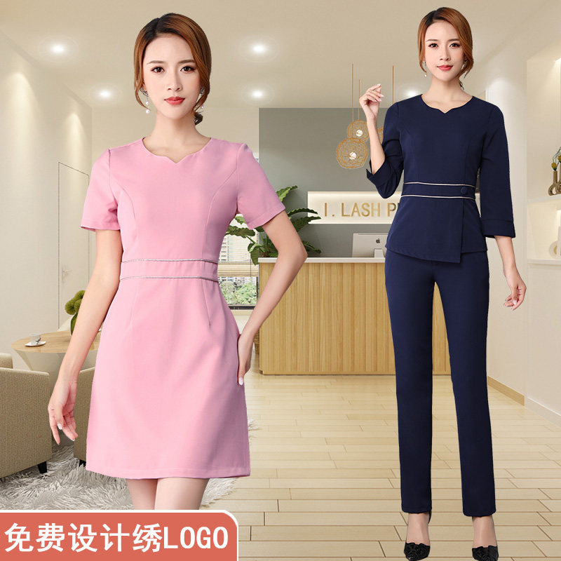 美容院工作服女时尚连衣裙养生馆美容师采耳店足浴足疗店技师套装