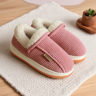 外穿亲子手工棉鞋男女童冬季加绒保暖防滑包跟居家儿童棉拖鞋