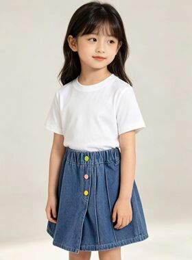 夏季女童时尚牛仔裤男女童宽松牛仔裙裤百搭兄妹装-MZC016