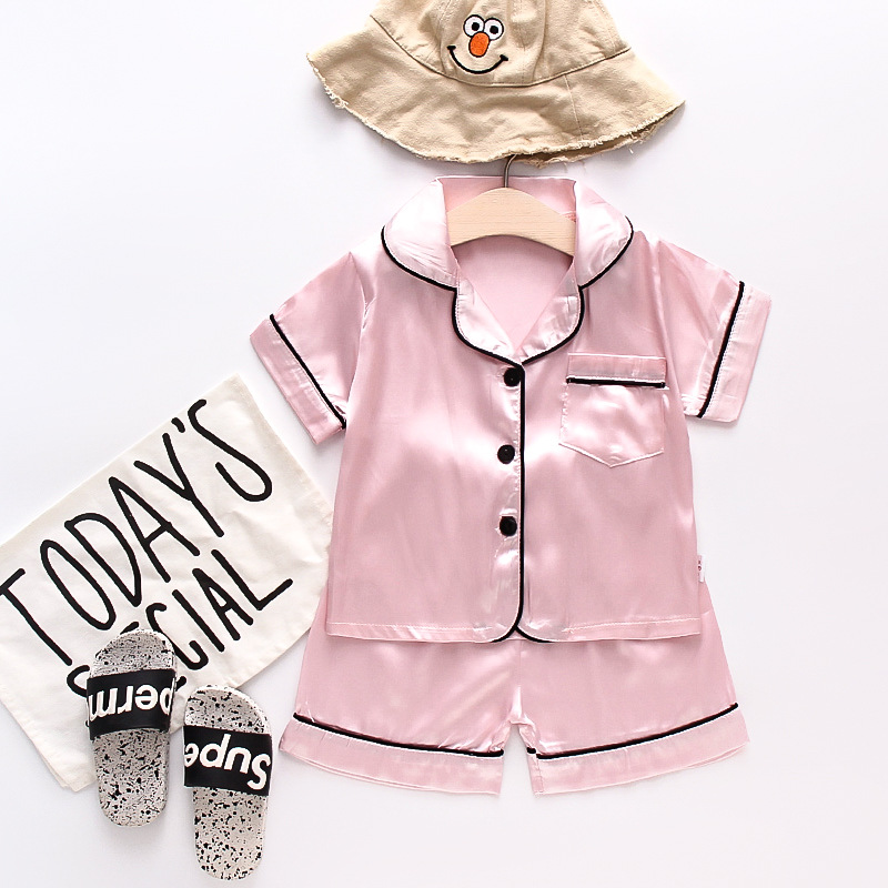 儿童睡衣薄款两件套绸缎睡衣高端