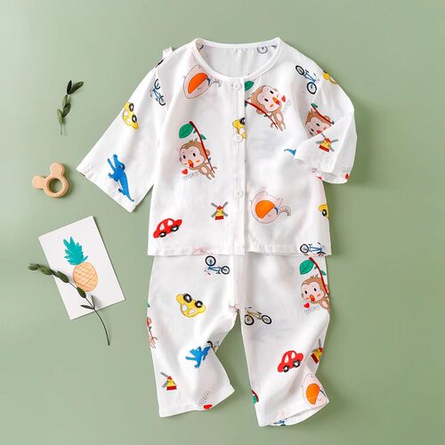 儿童开衫两件套家居服薄款防蚊