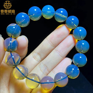 纯天然原矿天空蓝老蜜蜡单圈圆珠心经手串108佛珠念珠手链男女款