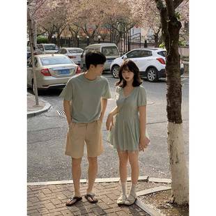 微胖女孩穿搭韓系連衣裙女夏大碼 收腰短裙子 甜心白茶 山山嶼你