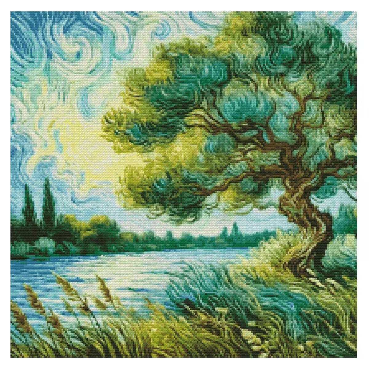 【ZZ7924-梵高系列之绿树】十字绣2025新款线绣客厅卧室玄关花卉