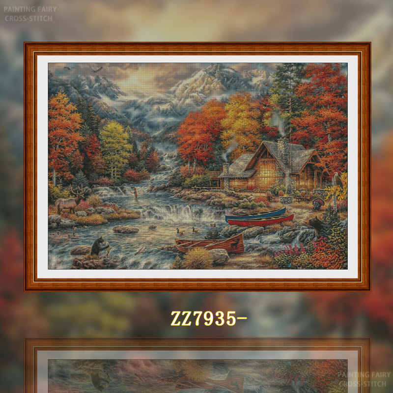 【ZZ7935-秋日森林】十字绣2025新款线绣客厅风景系列简约油画大