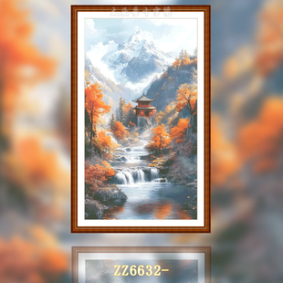 【ZZ6632-远山寺】十字绣2025新款客厅餐厅简单简约竖版风景系列