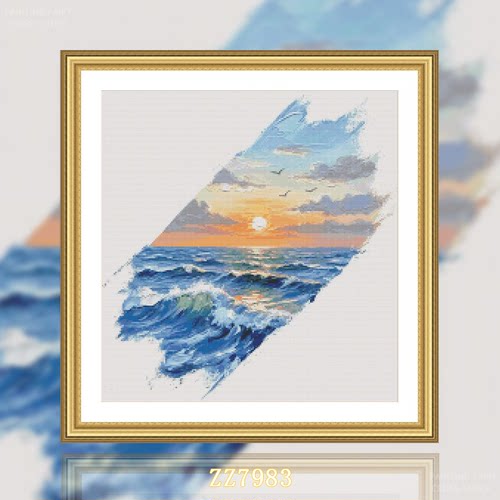 【ZZ7983-一抹日出】十字绣2025新款绣客厅卧室竖版玄关风景