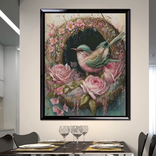 [ZZ2065-цветочное кольцо и птичье гнездо] Поперечное окончание 2023 Новая линейная вышивка 16 Вышивка для спальни гостиной.