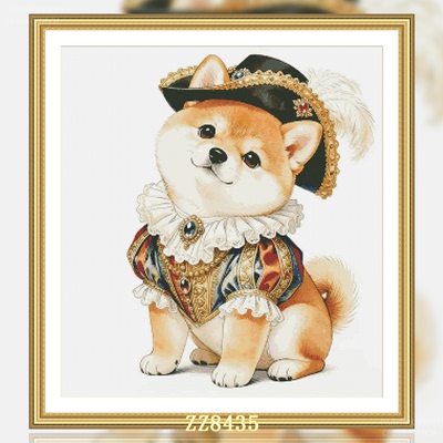 【ZZ8435-伯爵小柴犬】十字绣2026年新款客厅卧室动物系列竖版画