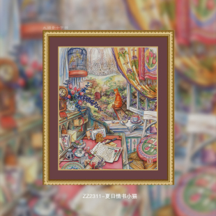 【KZ-ZZ2311-夏日情书小猫】十字绣印花2025新款手工卡通动漫