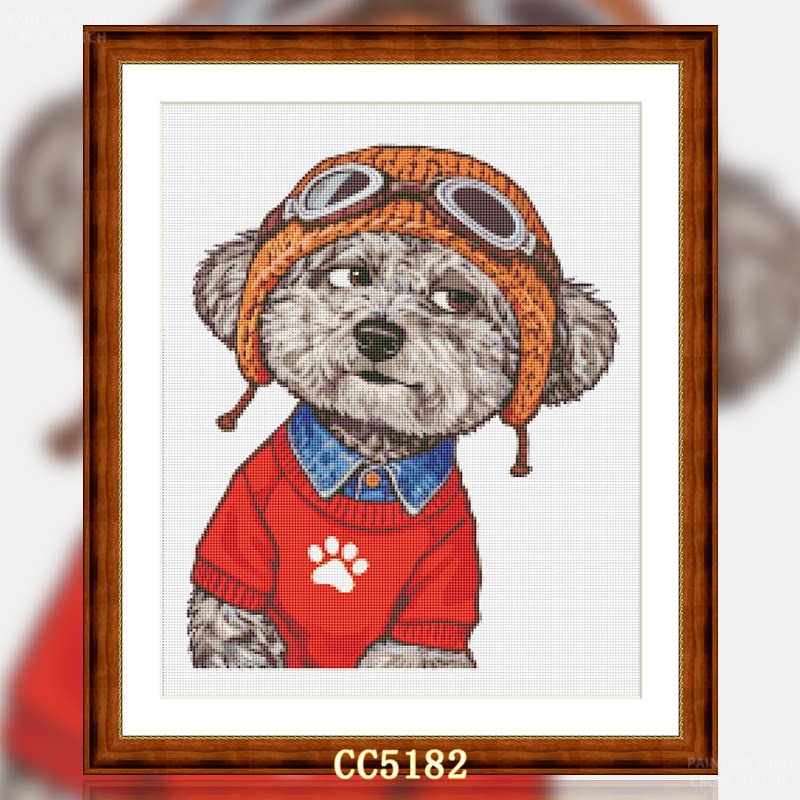 【CC5182-飞行员小狗】十字绣2026新款客厅餐厅简约花卉系列