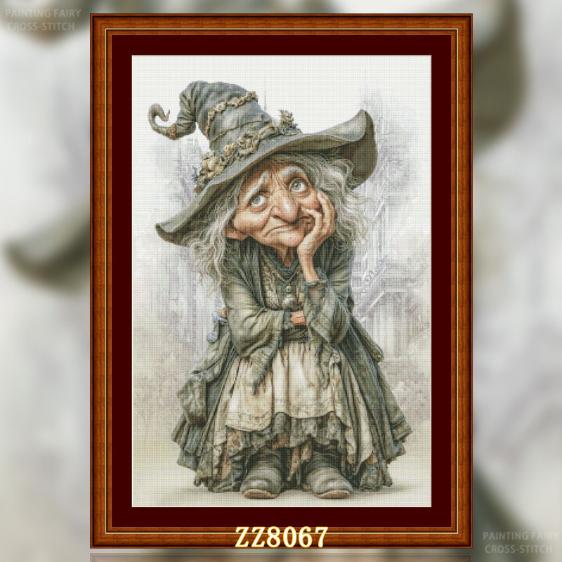 【ZZ8067-女巫婆婆】十字绣2026新款竖版客厅餐厅系列简约人物画