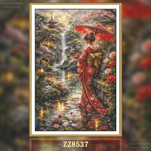 【ZZ8537-落雨花姬】十字绣2026新款客厅卧室竖版人物系列玄关画