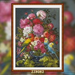 【ZZ8082-油画鲜花水果与鹦鹉】十字绣2026新款客厅餐厅简单简约