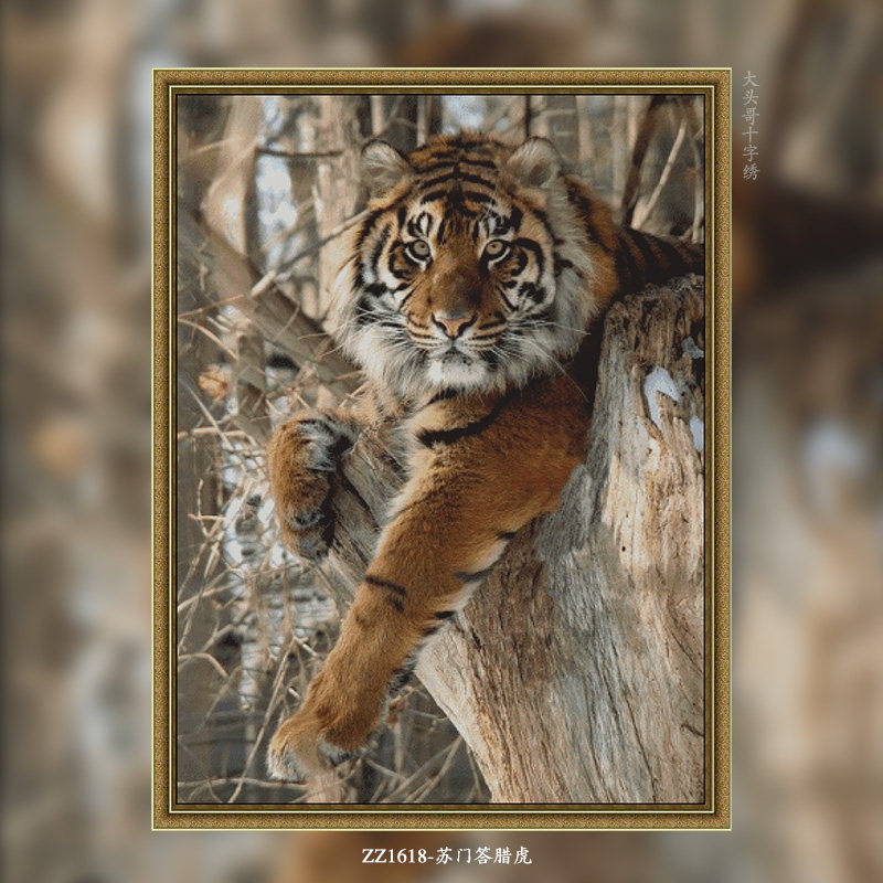 【zz1618-苏门答腊虎】2024新款十字绣清新印花现代简约客厅风景