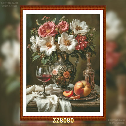 【ZZ8080-油画古典花瓶与酒杯】十字绣2026新款客厅卧室欧式油画