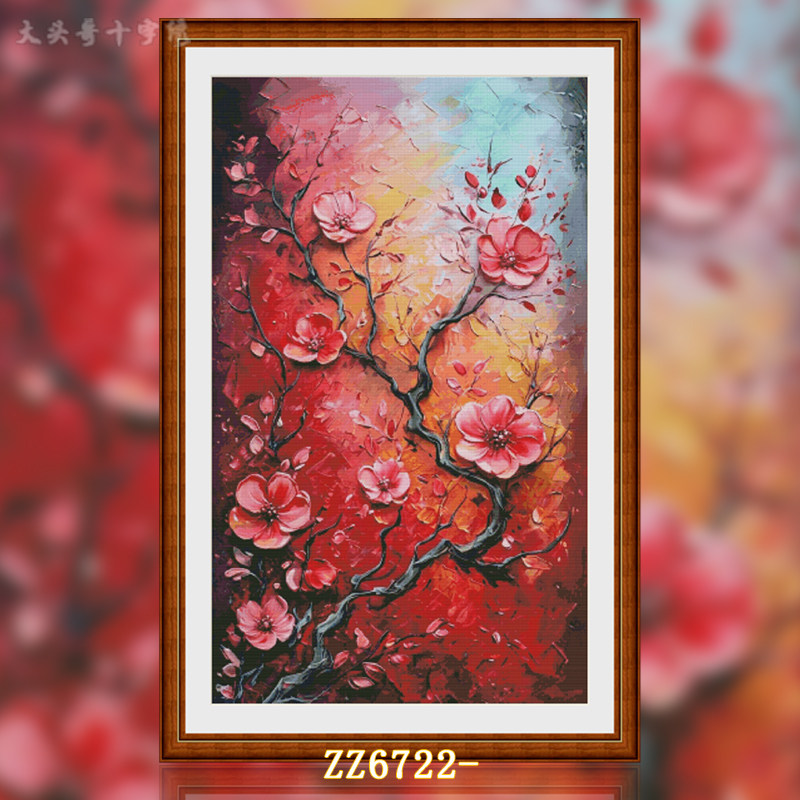 【ZZ6722-油画腊梅】十字绣2026新款客厅餐厅简单简约竖版花卉系