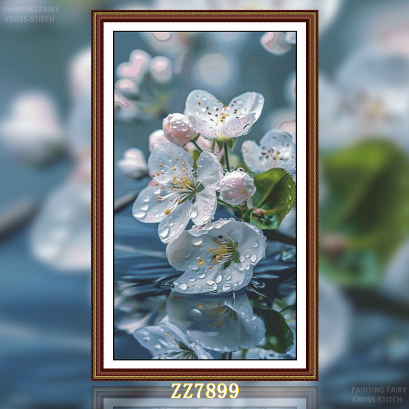 【ZZ7899-水中影】十字绣2026年客厅餐厅简约花卉系列竖版油画小