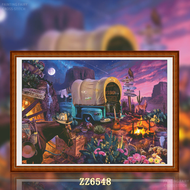 【ZZ6548-牧场上的家】十字绣2026新款客厅餐厅简约风景系列油画