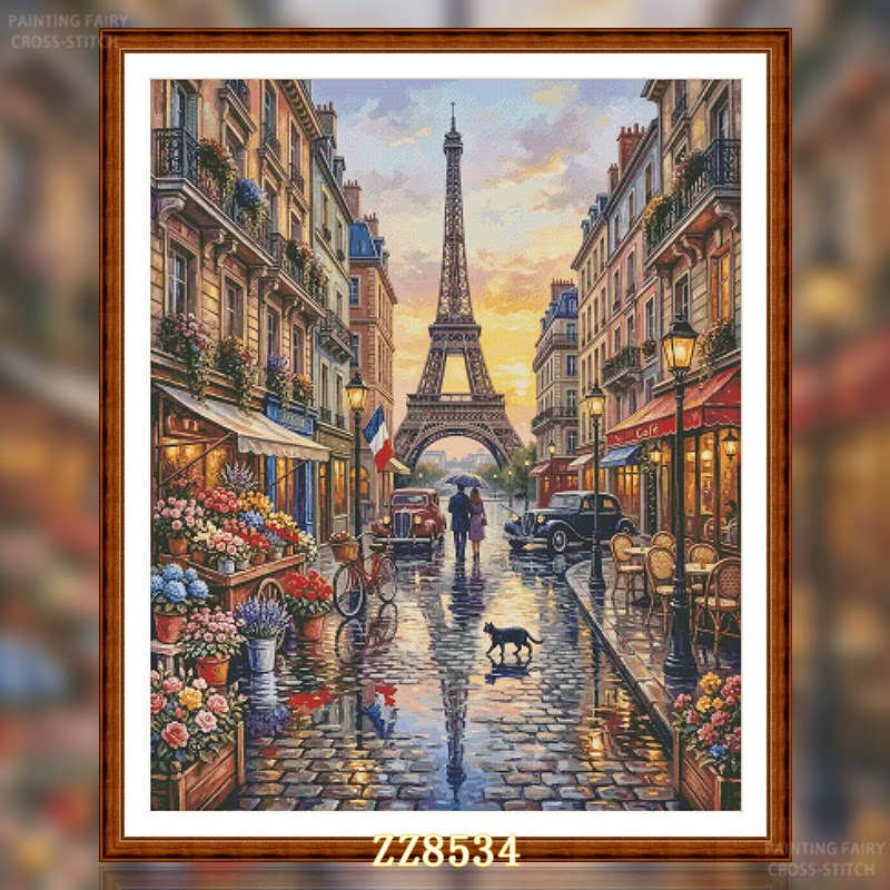 【ZZ8534-浪漫巴黎小巷】十字绣2026新款动物类型客厅餐厅简约小
