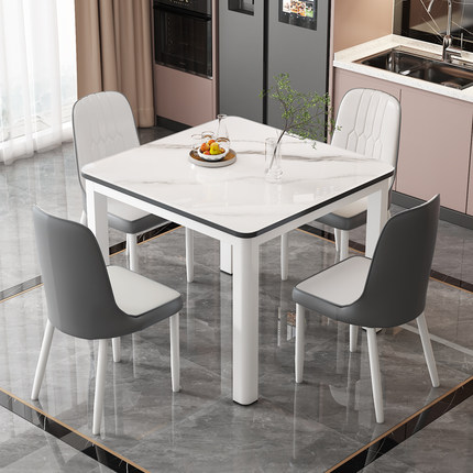 正方形餐桌椅组合家用小户型2人吃饭桌子钢化玻璃桌出租房四方桌