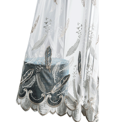 羽毛透光奢高定制刺绣北欧风窗帘