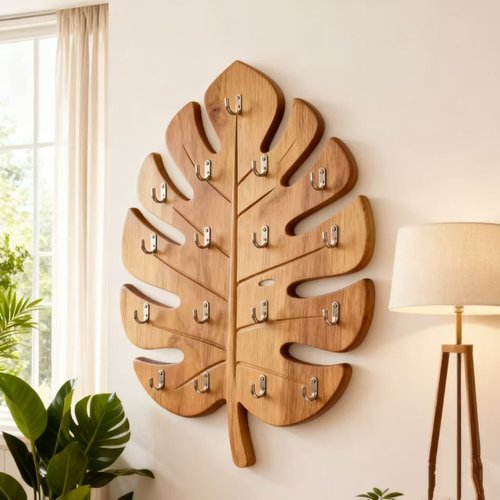 高颜值龟背叶实木衣帽架