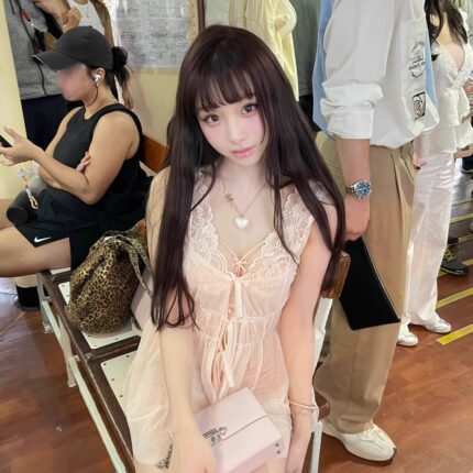 柔肉酱 【长泽雅美】甜心蕾丝纯欲网纱蕾丝吊带背心上衣外穿性感